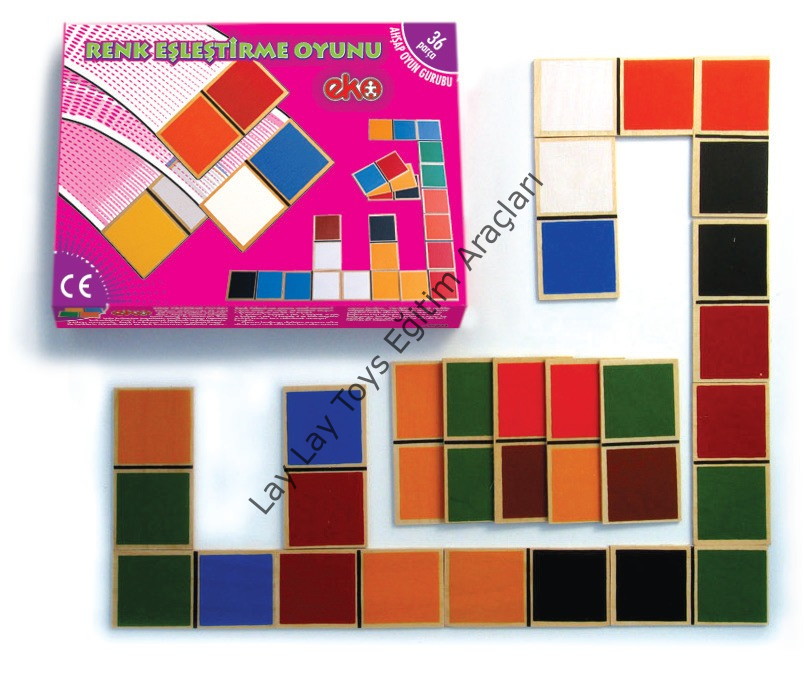 anaokulu için ahşap renk eşleştirme domino zeka oyunu