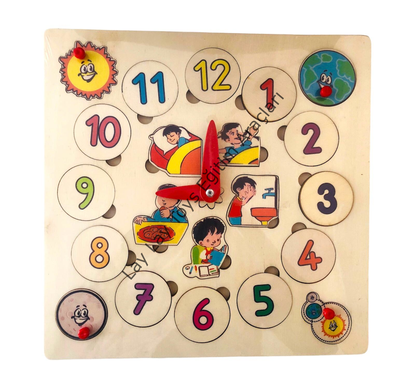 anaokulu için ahşap saat puzzle zaman öğretici eğitici oyun