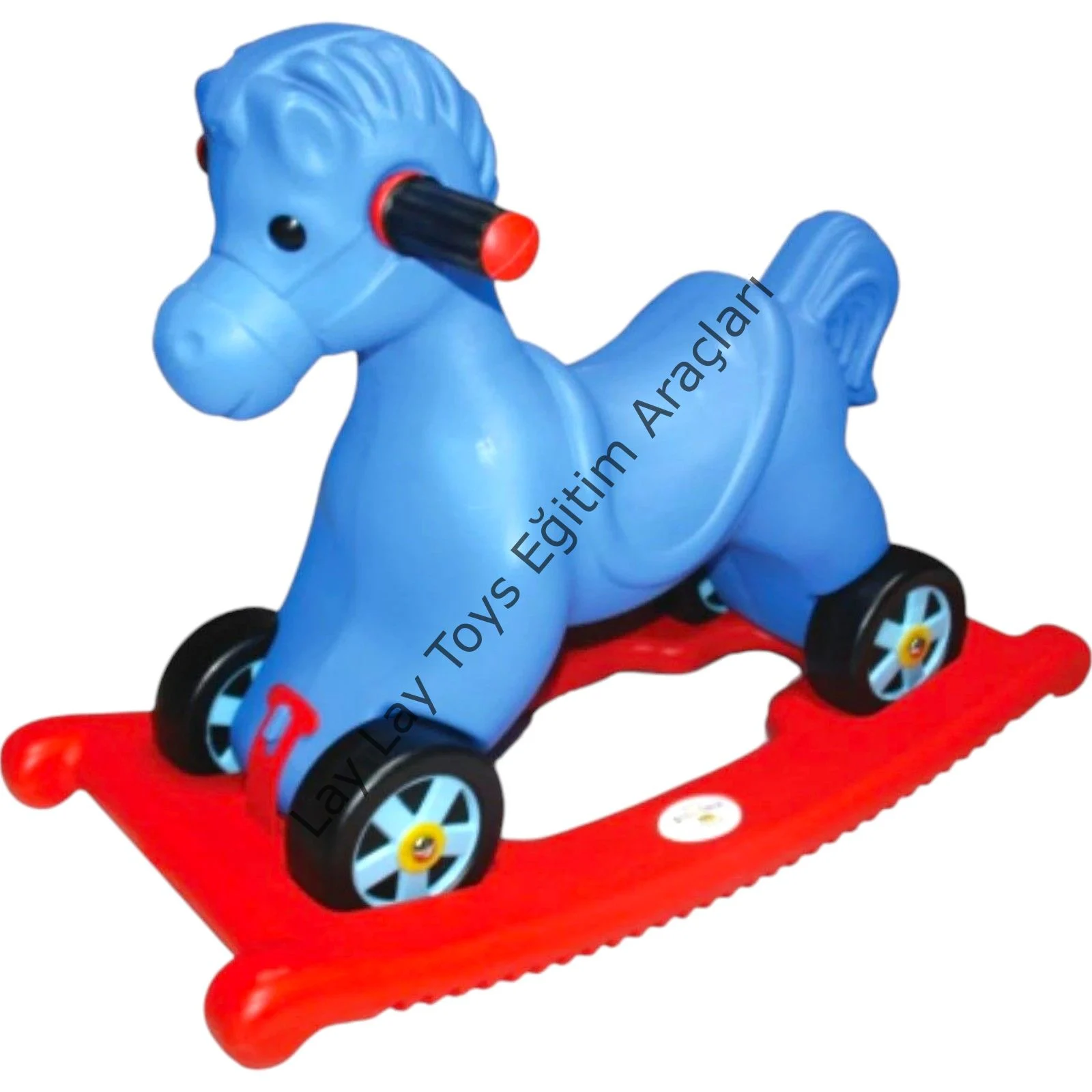 Sallanan truva atı mavi anaokulu ve kreşler için çocuk sallanan at oyuncağı