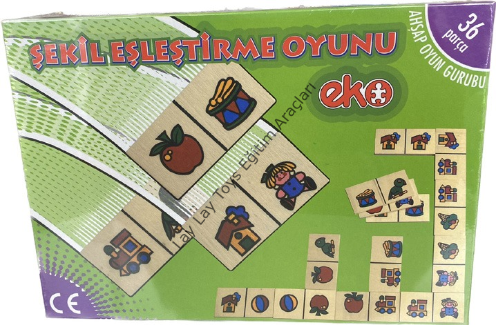 anaokulu için ahşap şekil eşleştirme domino zeka oyunu
