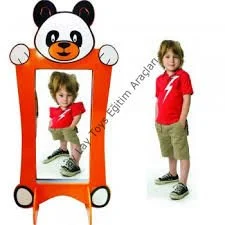 anaokulu için panda figürlü sihirli boy aynası çocuk eğlenceli oyun aynası