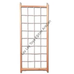 Duvar monte ahşap tırmanma ağı çocuk spor ekipmanı