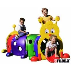 216x100x108 cm ölçülerinde tırtıl dörtlü çocuk oyun tüneli, anaokulu ve kreşler için iç ve dış mekân oyun parkı ürünü