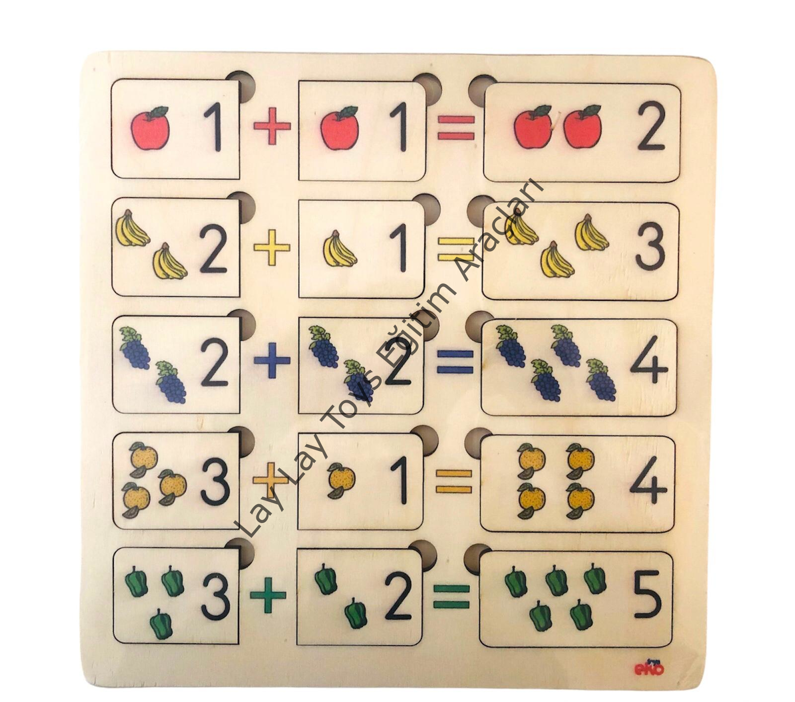 anaokulu için toplama işlemi puzzle ahşap matematik eğitici oyunu