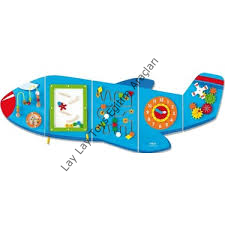 anaokulu için uçak figürlü 5 modüllü duvar oyunu paneli