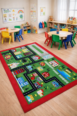 anaokulu ve kreş için 140x190 cm yaşam şehrimiz eğitici çocuk oyun halısı