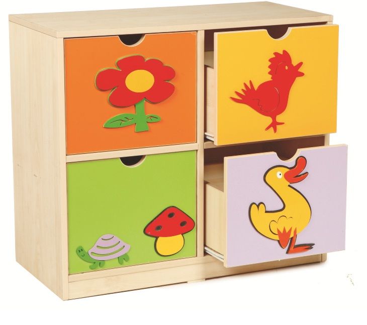 Kreş Dolabı (4 çekmeceli figürlü)