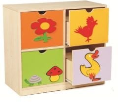 Kreş Dolabı (4 çekmeceli figürlü)