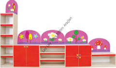 Çocuk Çiçek Figürlü Dolap Seti