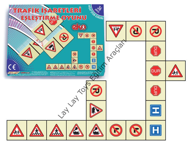 Ahşap Trafik İşaretleri Eşleştirme Akıl Oyunu