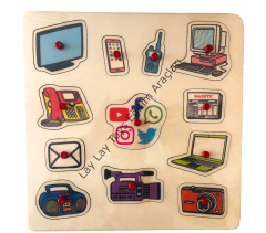 Haberleşme Aletleri Puzzle Kulplu (33*33 cm)