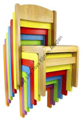 Anaokulu Renkli Ahşap İstiflenebilir Sandalye