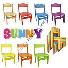 Anaokulu Renkli Ahşap İstiflenebilir Sandalye