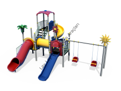 Metal Oyun Parkı (Tek kule 3 kaydırak Salıncaklı)