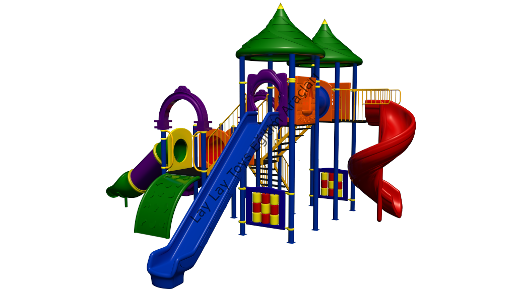 Anaokulu Oyun Parkı (Metal Çift Kule 3 Kaydıraklı)