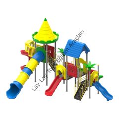 Metal Oyun Parkı (Çift Kule 4 Kaydırak)
