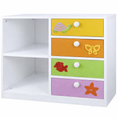 Figürlü Anaokulu Dolabı 4 Çekmece 2 Bölmeli