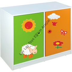 2 Kapaklı Figürlü Dolap