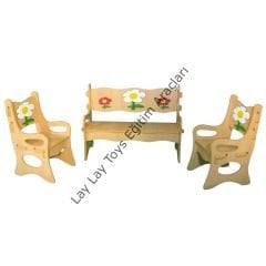 Ahşap Oturma Grubu Kayın (3 Parça)