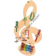 Sol Anahtarı Müzik Köşesi Kayın (Aletleri Hariç)