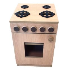 Ahşap Kayın Renkli Mini Fırın ve Ocak (60x40x40 cm)