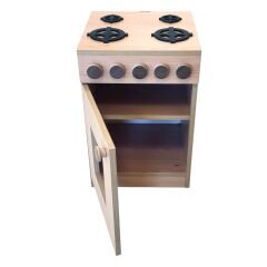 Ahşap Kayın Renkli Mini Fırın ve Ocak (60x40x40 cm)