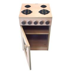 Ahşap Kayın Renkli Mini Fırın ve Ocak (60x40x40 cm)