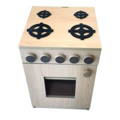 Ahşap Kayın Renkli Mini Fırın ve Ocak (60x40x40 cm)