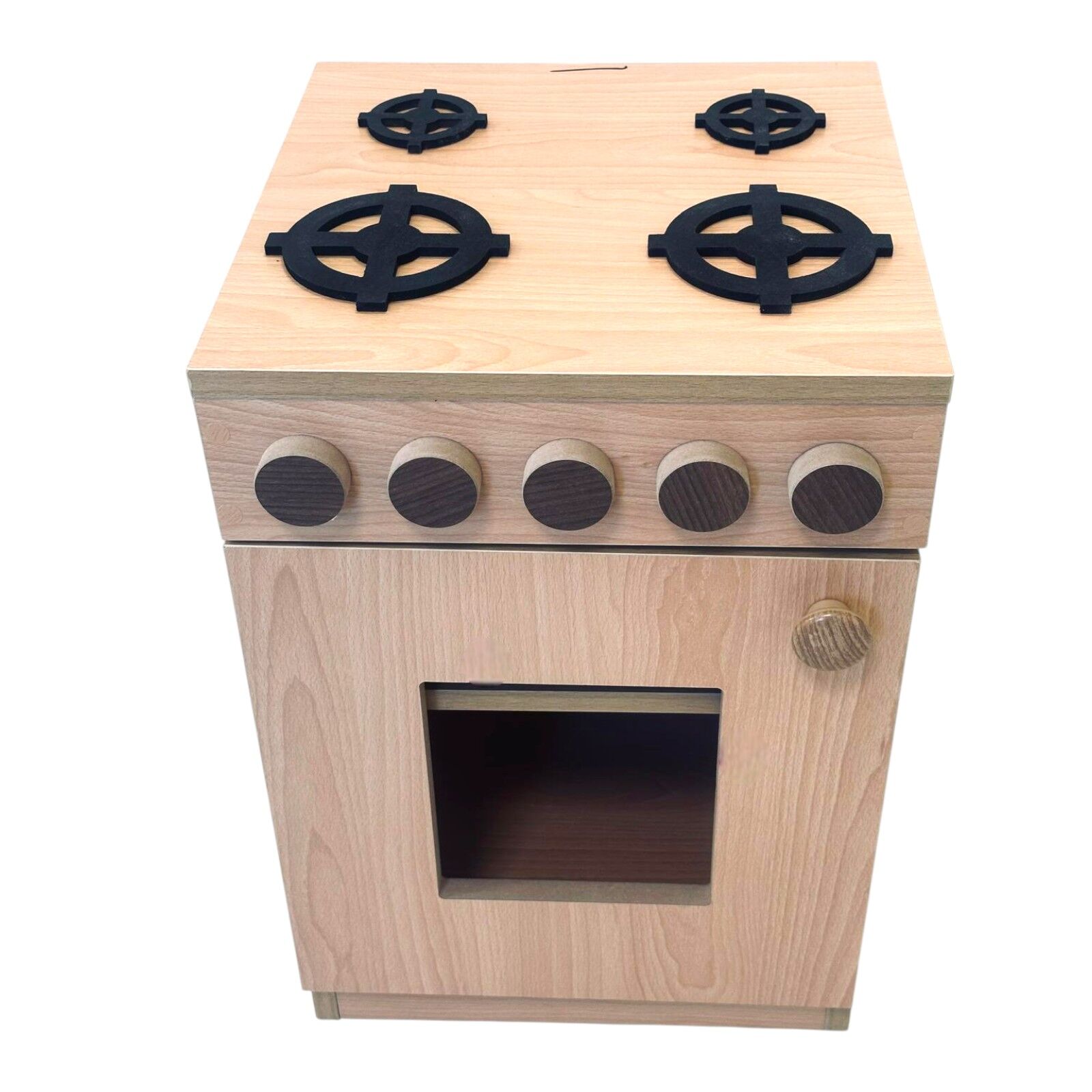 Ahşap Kayın Renkli Mini Fırın ve Ocak (60x40x40 cm)