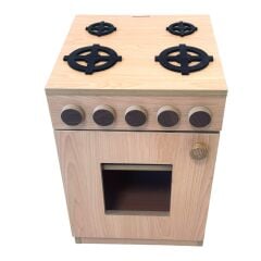 Ahşap Kayın Renkli Mini Fırın ve Ocak (60x40x40 cm)